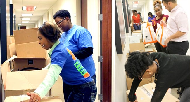 Employees Packing packages for Delivery